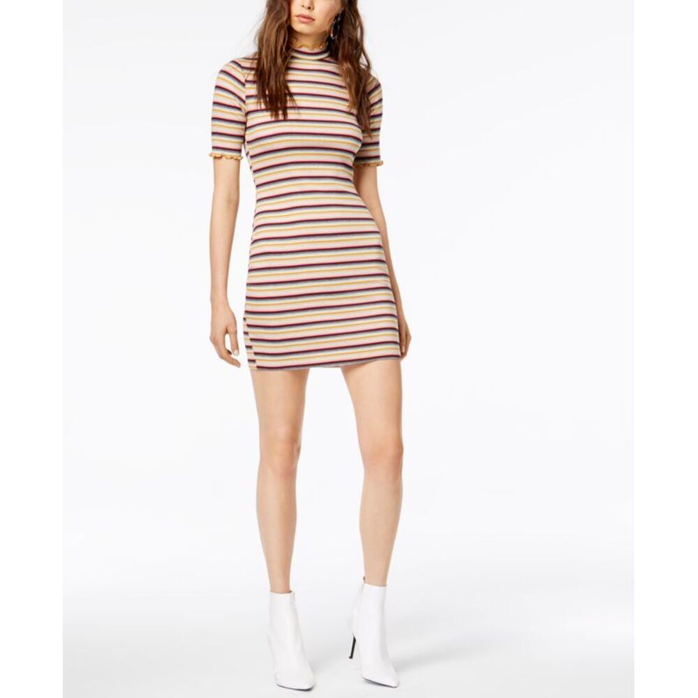 Socialite Striped Mock Neck Bodycon Dress